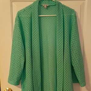 Aqua Open-Front Cardigan